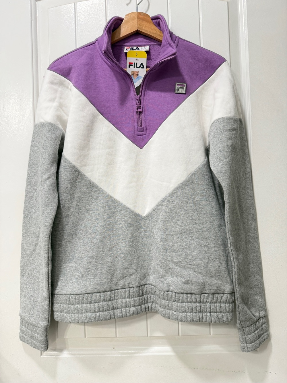 Fila Purple White Gray Chevron Quarter-Zip Puffer Pullover
